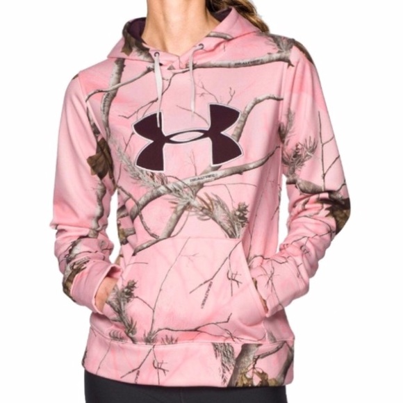 under armour pink and camo hoodie